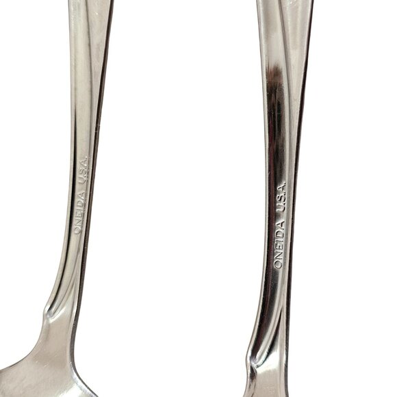 2 Oneida Flight II Serving Spoon 8.5" stainless 2000s vtg art deco style - Picture 8 of 8